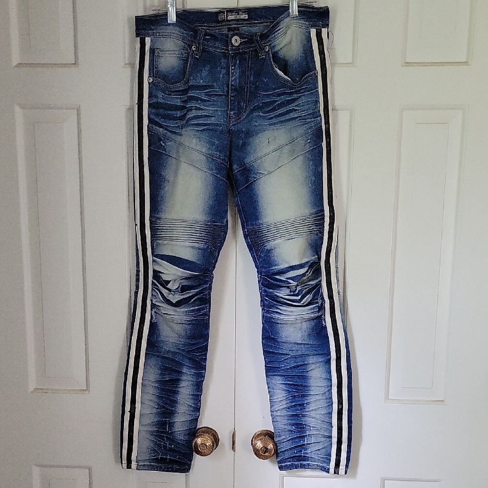 Bleecker Mercer Mens Distressed Skinny Jeans Sz 32x32 Thrashed